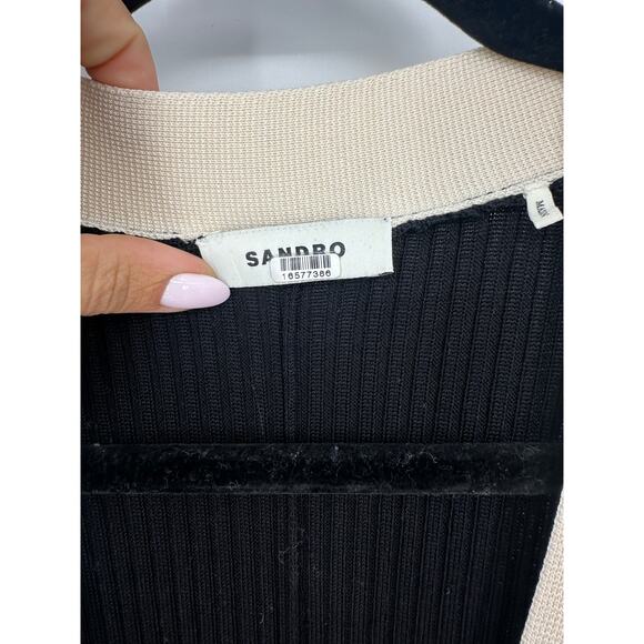 Sandro Gabriella Two Tone Rib Knit Maxi Dress - Picture 5 of 7